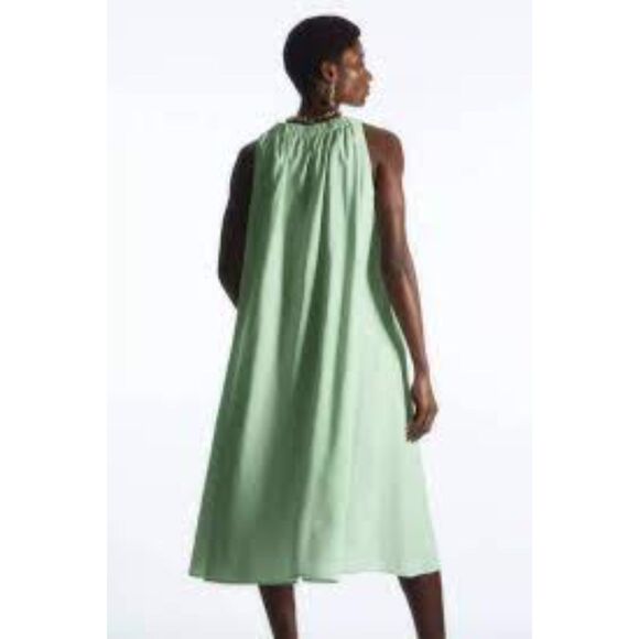 COS RACER-NECK MIDI DRESS BLACK GREEN SIZE 2 - Picture 5 of 10